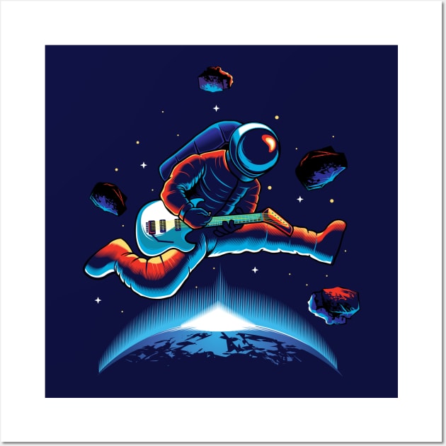 Astronaut Rocking in Outer Space Wall Art by SLAG_Creative